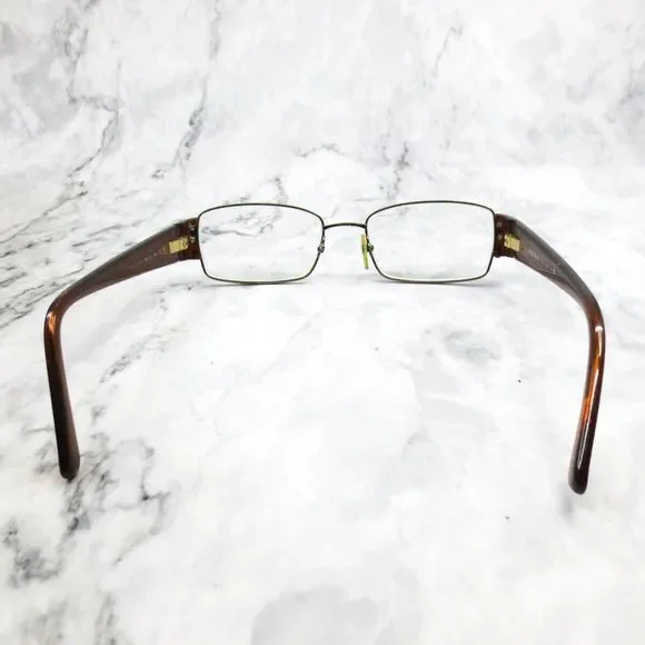 PRADA VPR51L 1BI-1O1 Eyeglasses Gold Brown Rectangular Full Rim Frames 52-18-135